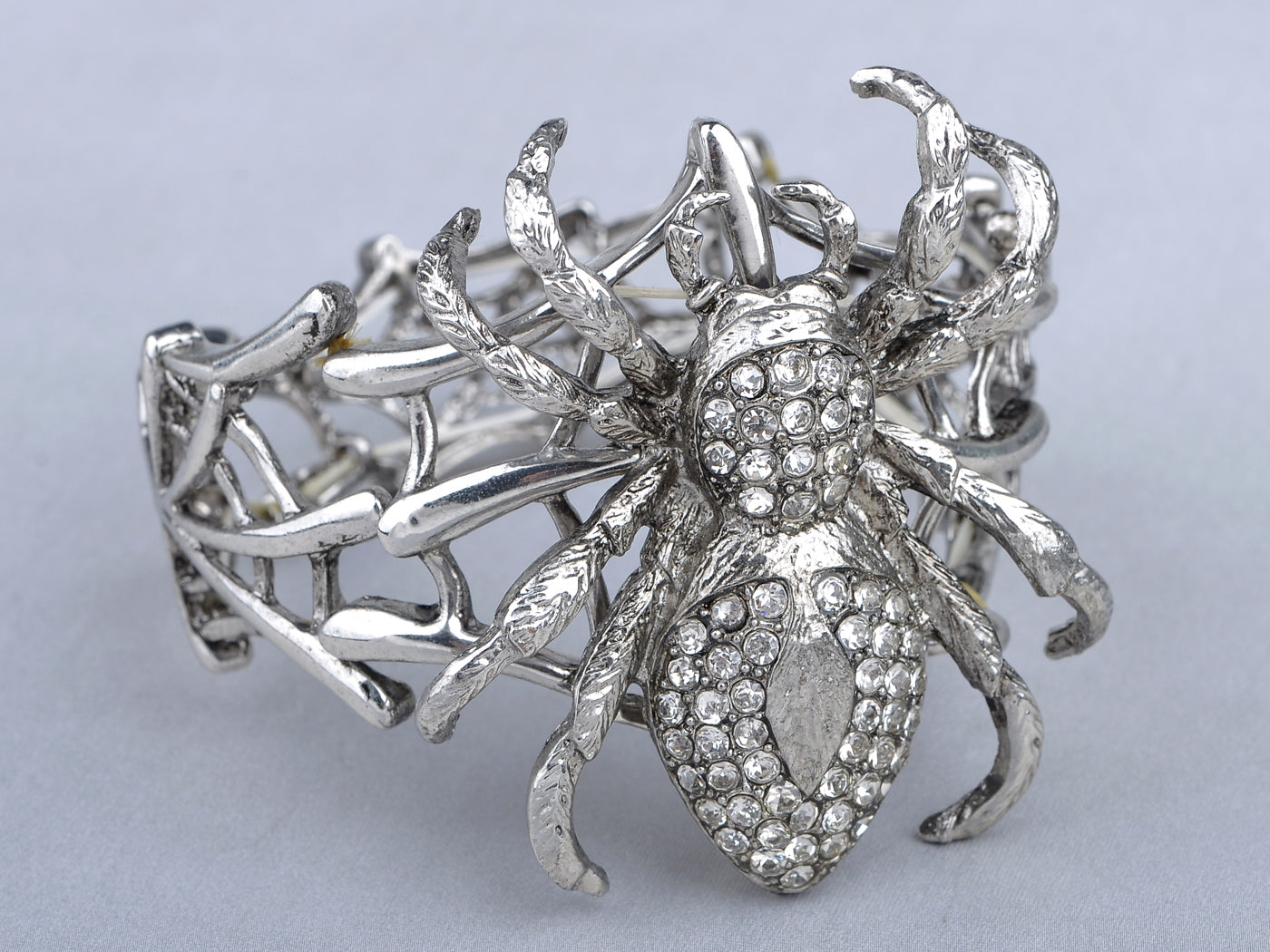 Silver Spider Web Bangle Bracelet