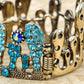 Aqua Blue Czech Queen Princess Crown Bangle Bracelet Cuff