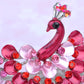 Ruby Rose Pink Enamel Paint Bead Peacock Bangle Bracelet Cuff