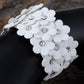White Daisy Flower Cuts Stud Leather Wrist Cuff Band Bracelet