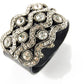 Alilang Womens Black Faux Leather Clear Rhinestones Glam Rockstar Button Cuff Bracelet