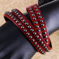 Mahogany Brown Multi Strand Leather Stud Wrapped Wrist Band Bracelet