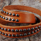Light Cow Tan Brown Multi Strand Leather Stud Wrap Wrist Band Bracelet