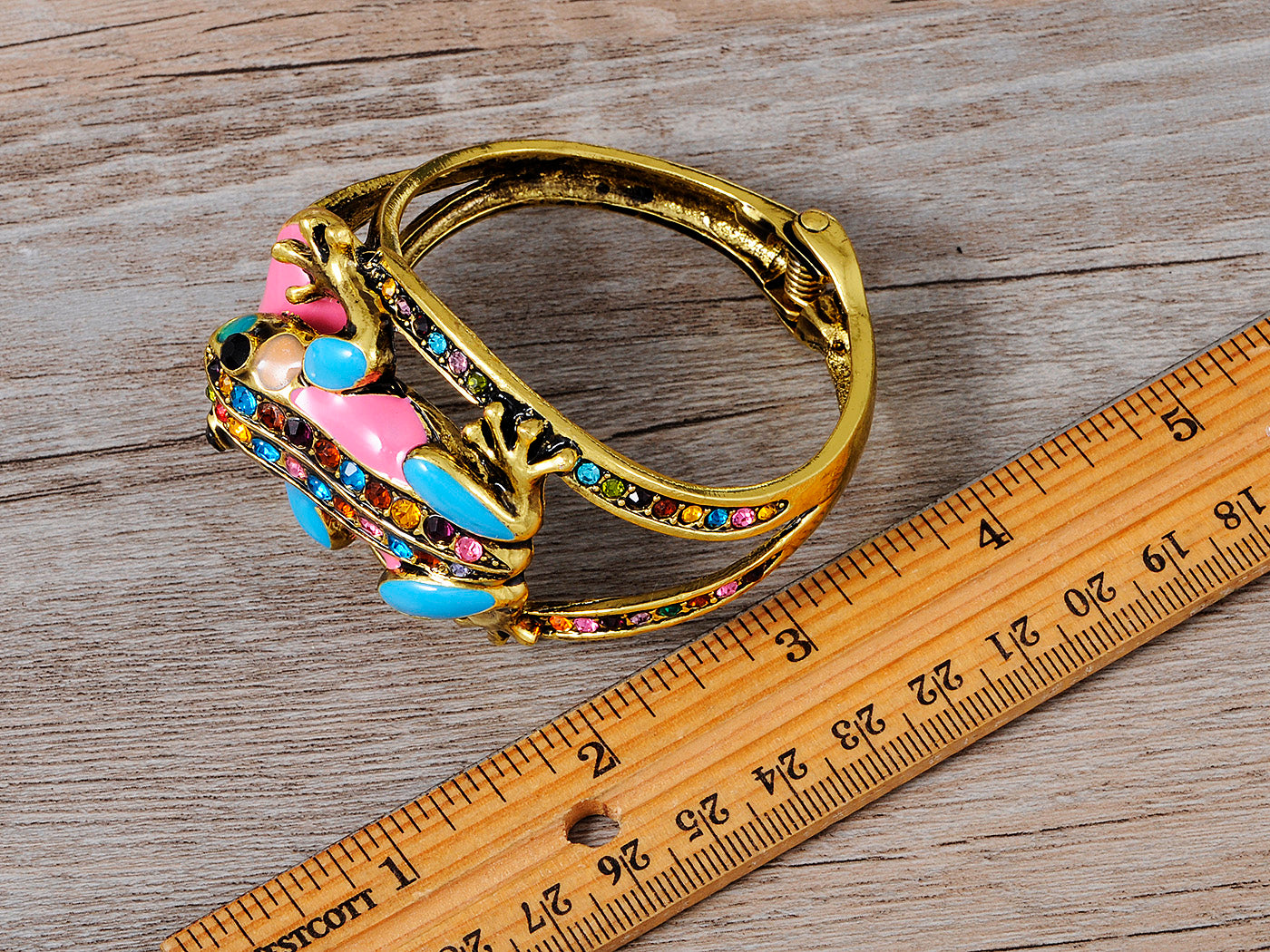 Multicolored Pastel Spring Frog Bangle Bracelet