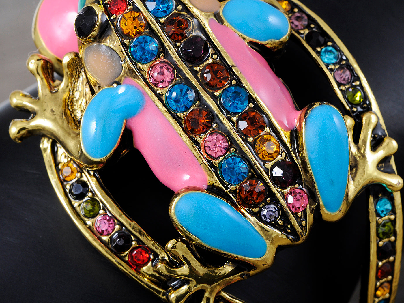 Multicolored Pastel Spring Frog Bangle Bracelet