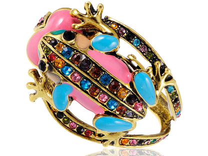 Multicolored Pastel Spring Frog Bangle Bracelet