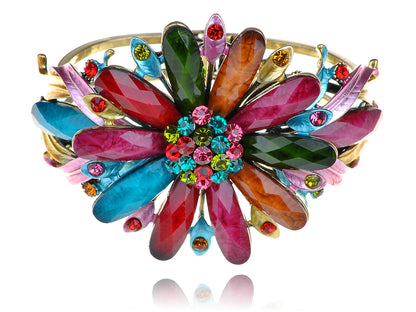 Statement Colorful Flower Burst Bead Bracelet Bangle