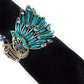 Vintage Peacock Bangle Bracelet With Turquoise Blue Gems