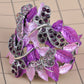 Purple Dragonfly Family Leaves Bangle Bracelet