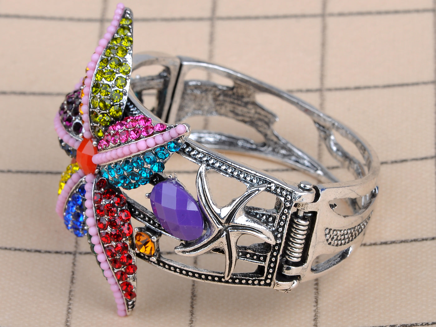 Fun Colorful Sea Ocean Star Starfish Bead Bracelet Bangle Cuff