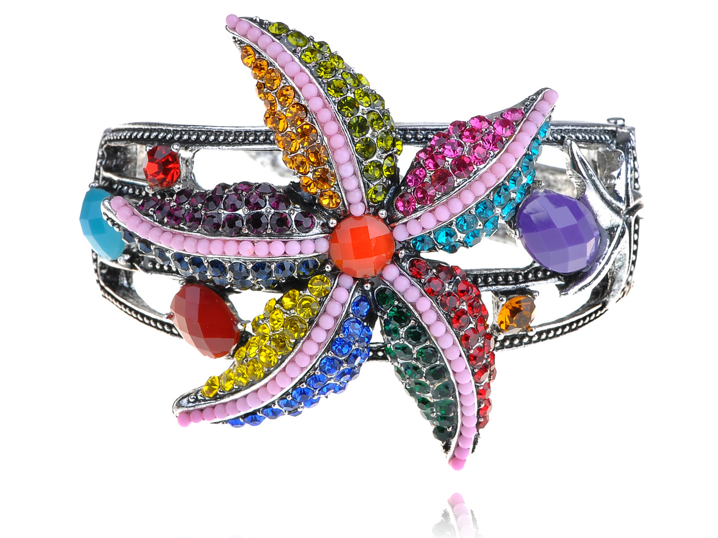 Fun Colorful Sea Ocean Star Starfish Bead Bracelet Bangle Cuff