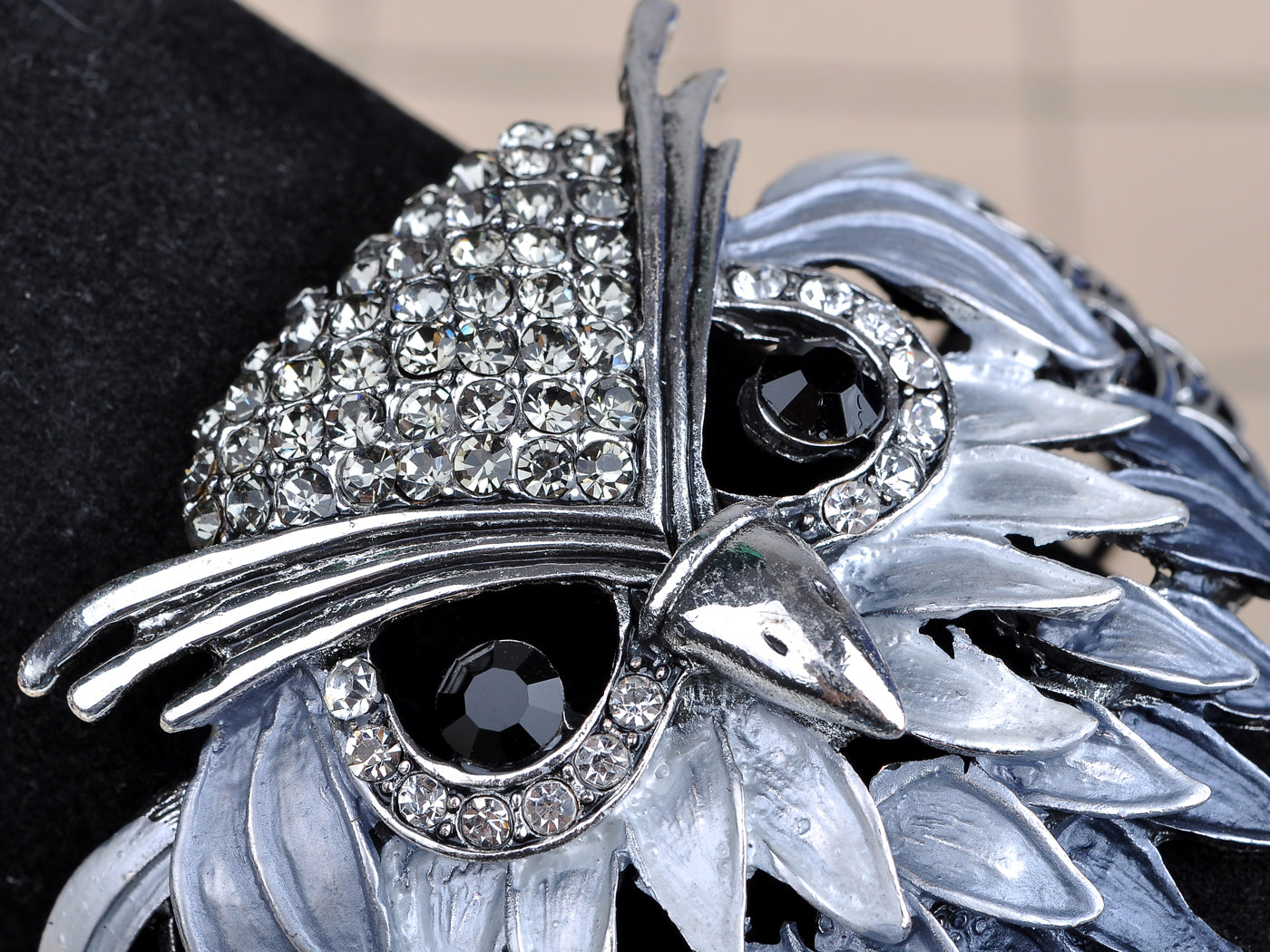 Ombre Grey Wise Owl Bird Face Head Bangle Bracelet
