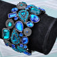 Antique Blue Stretch Cuff Bangle Bracelet