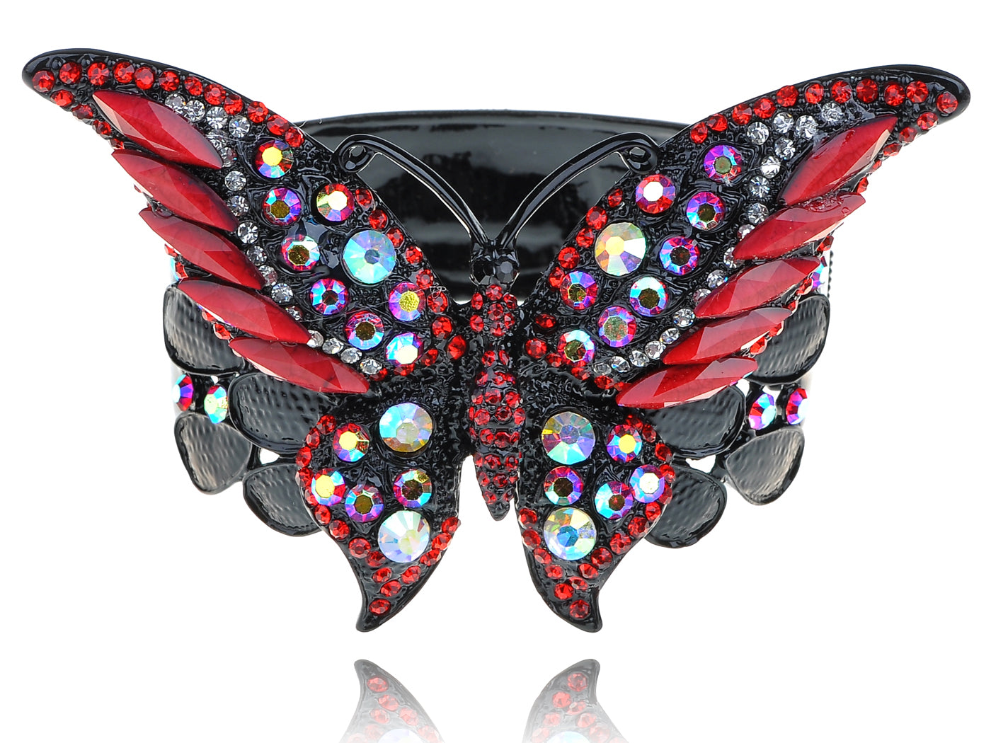 Black Red Gothic Punk Butterfly Bangle Bracelet