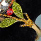 Gold Multicolored Owl Bird Branch Bangle Bracelet