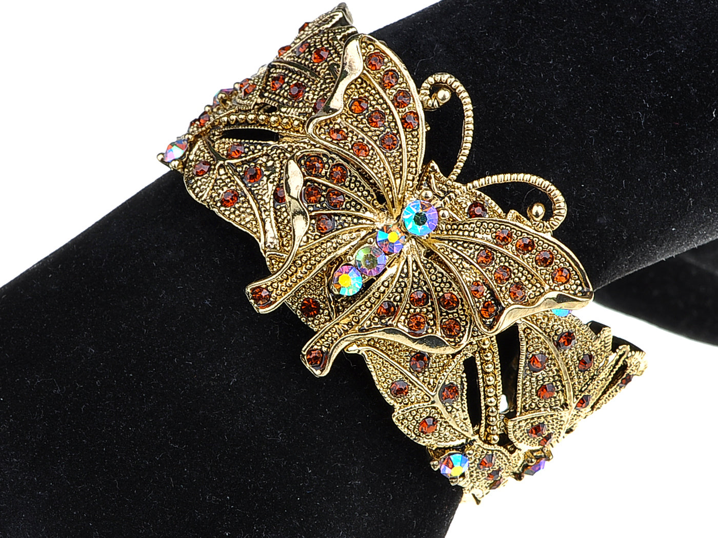 Topaz Iridescent Color Swallowtail Butterfly Insect Cuff Bangle Bracelet