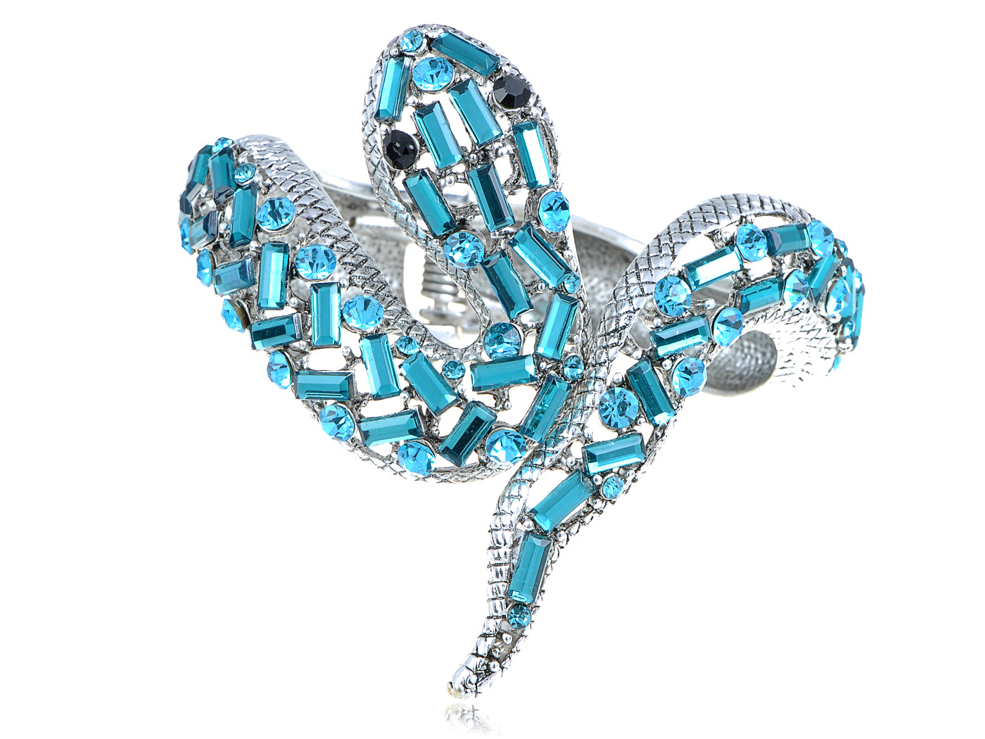 Aquamarine Blue Zircon Cobra Snake Cuff Bracelet