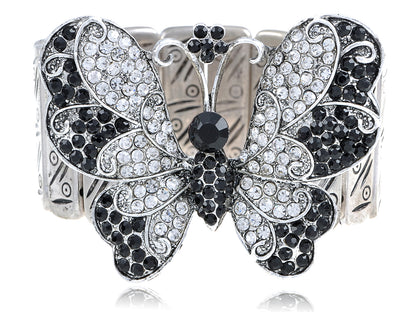 Black Butterfly Stretch Bangle Bracelet