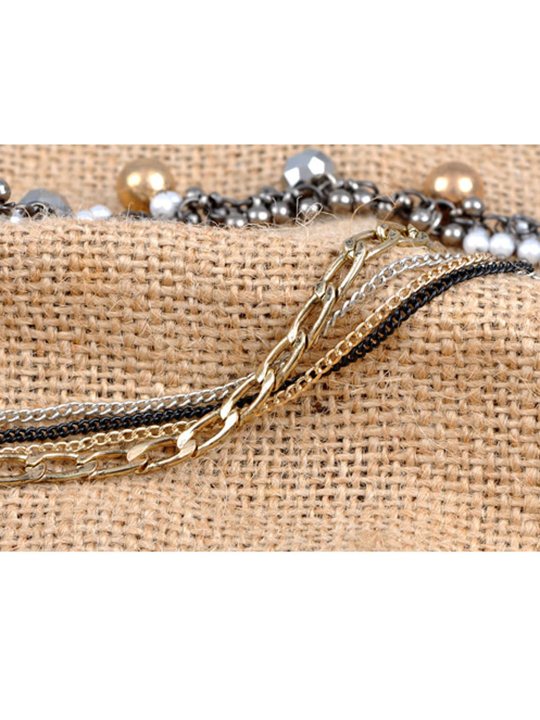 Multi Chain Bronze D Pearlescent Style Shimmer Dangling Bracelet