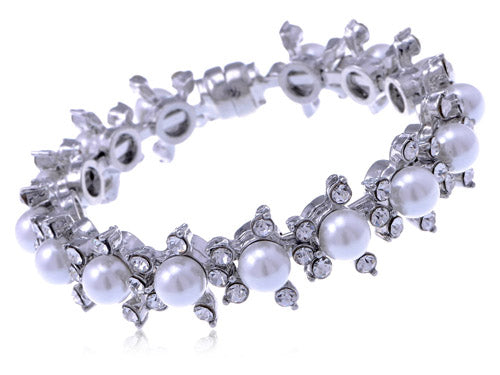 Genuine Flowers Around Pearls Chain Bracelet