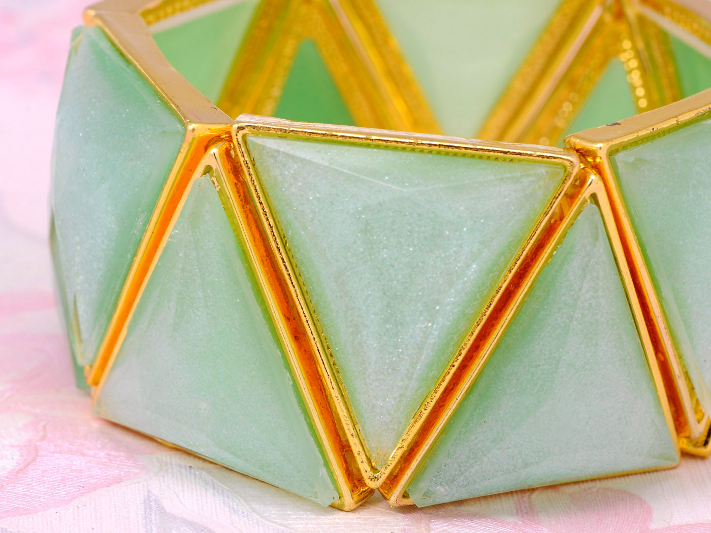 Mint Green Egyptian Pyramid Style Statement Bracelet With D Accents