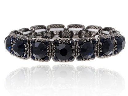 Accented Geometric Black Bead Classic Bangle Bracelet