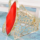 Gold Red Gems Honeycomb Bangle Bracelet