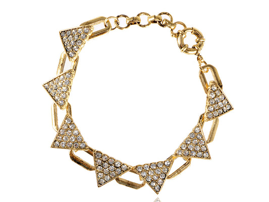 Retro Triangle Embellished Linked Pendant Chain Bracelet