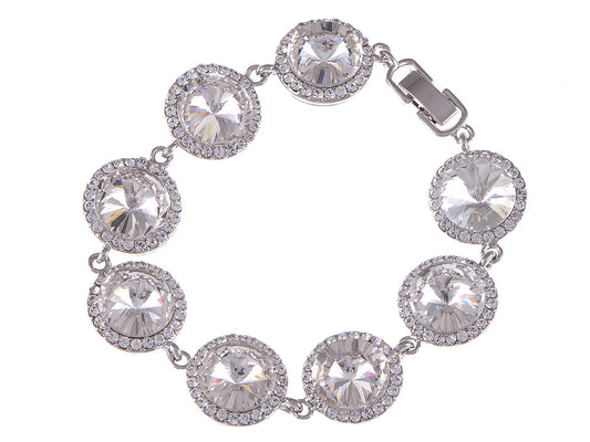 Big Round Diamond Silver Bridal Bracelet