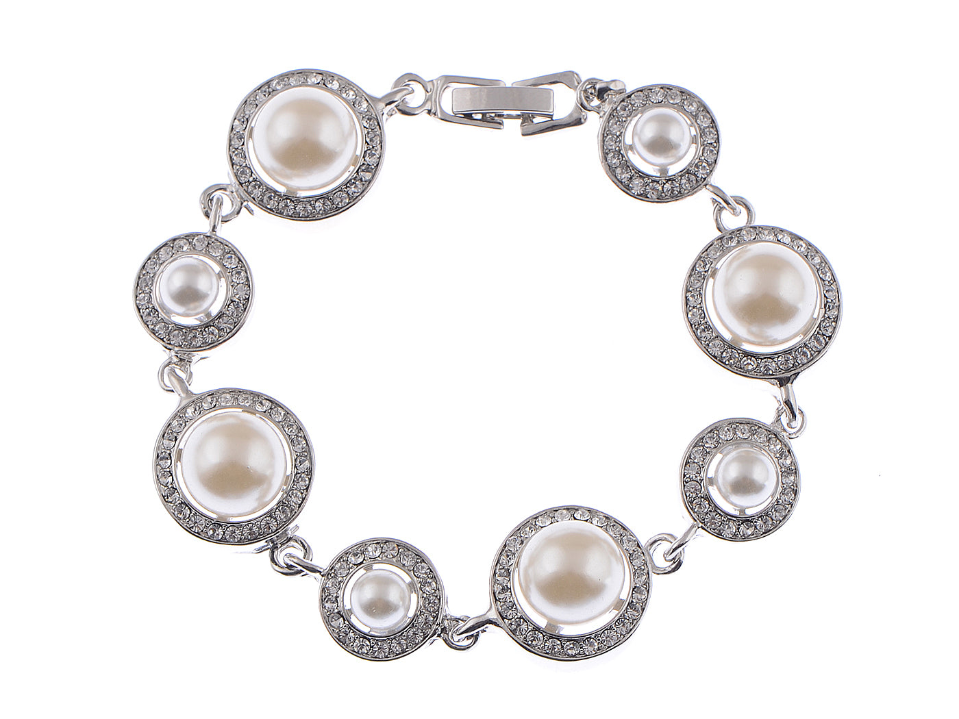Silver Fresh Water Pearl Encrusted Link Bracelet