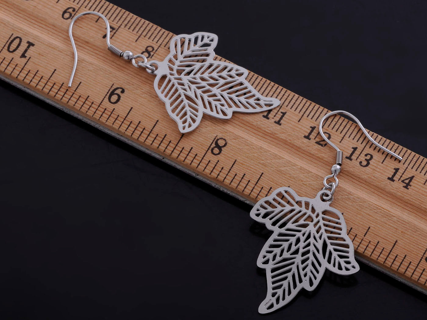 Stainless Steel Fall Leaf Cutout Drop Earrings