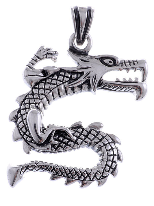 Stainless Steel Open Mouth Dragon Necklace Pendant