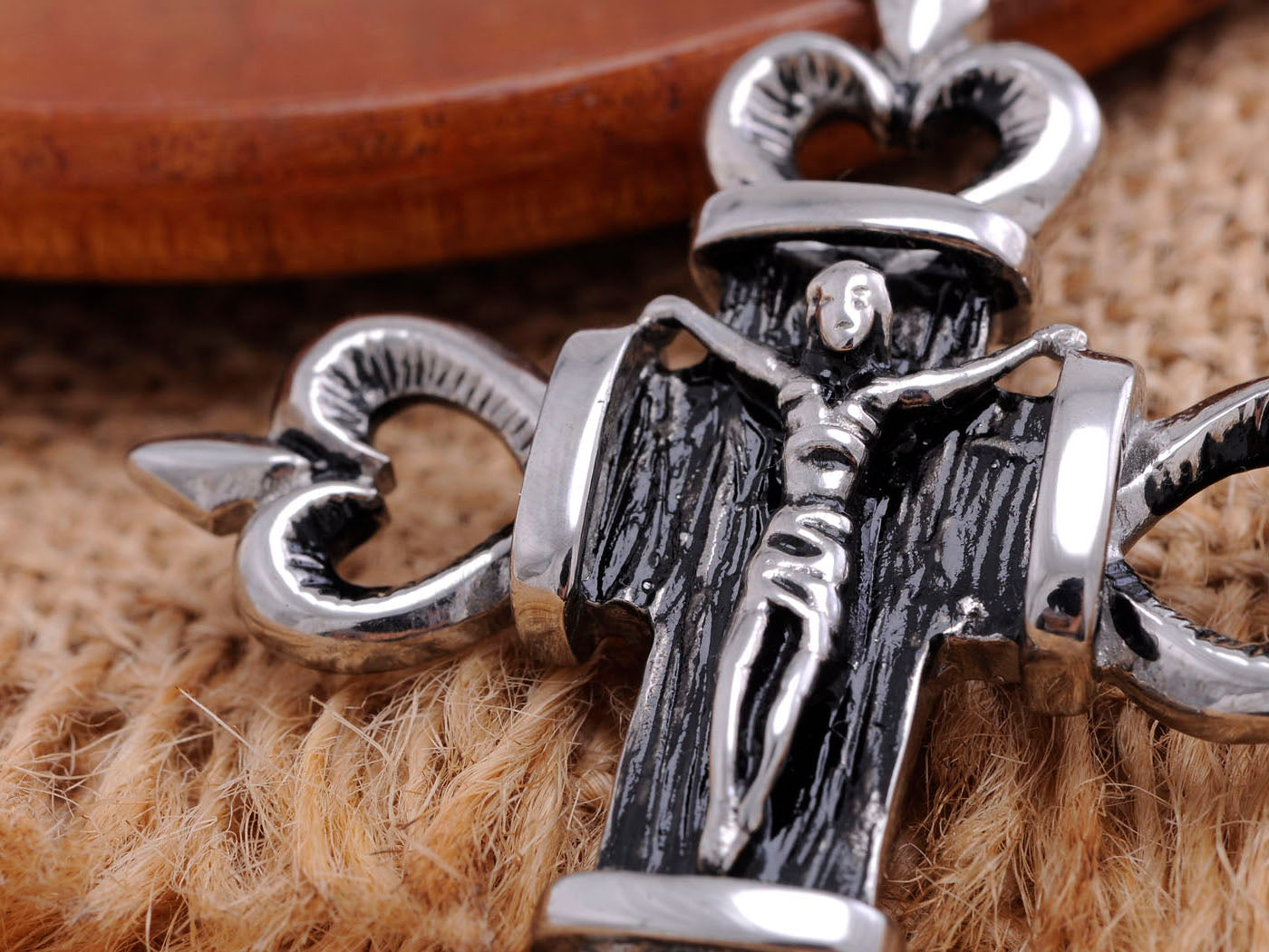 Stainless Steel Heart Jesus Figure Necklace Pendant
