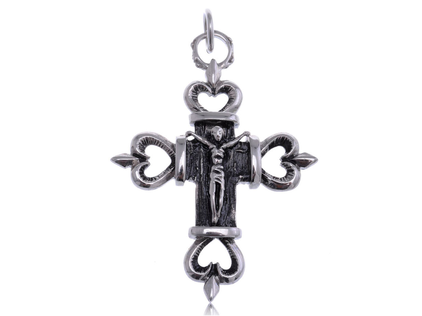 Stainless Steel Heart Jesus Figure Necklace Pendant