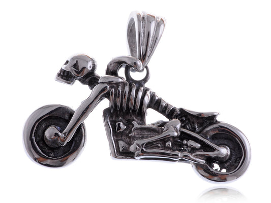 Stainless Steel Scary Skeleton Body Motorcycle Necklace Pendant