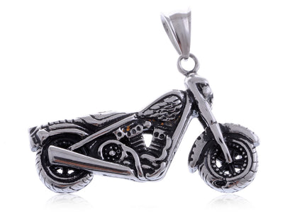 Stainless Steel Night Skeleton Head Motorcycle Necklace Pendant