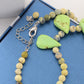 ALILANG Beadeds Simulated Turquoise Necklace and Earrings Set for Women