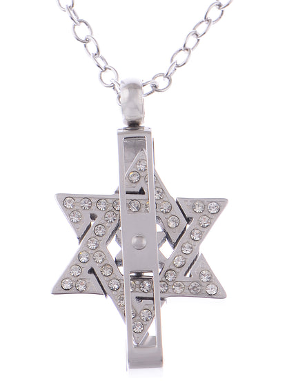 ALILANG Silver Stainless Steel Shine Crystal Rhinestones Star Fashion Pendant Necklace