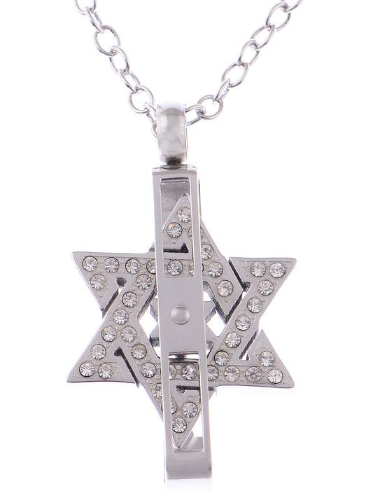 ALILANG Silver Stainless Steel Shine Crystal Rhinestones Star Fashion Pendant Necklace