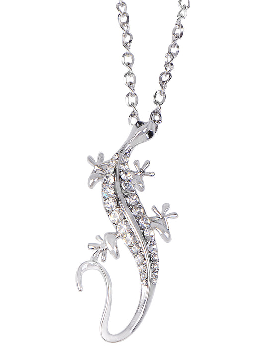 Long Tail Odd Walking Lizard Animal Pendant Necklace