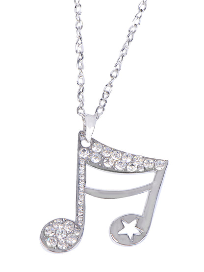 Beaded Musical Note Cut Out Star Pendant Necklace