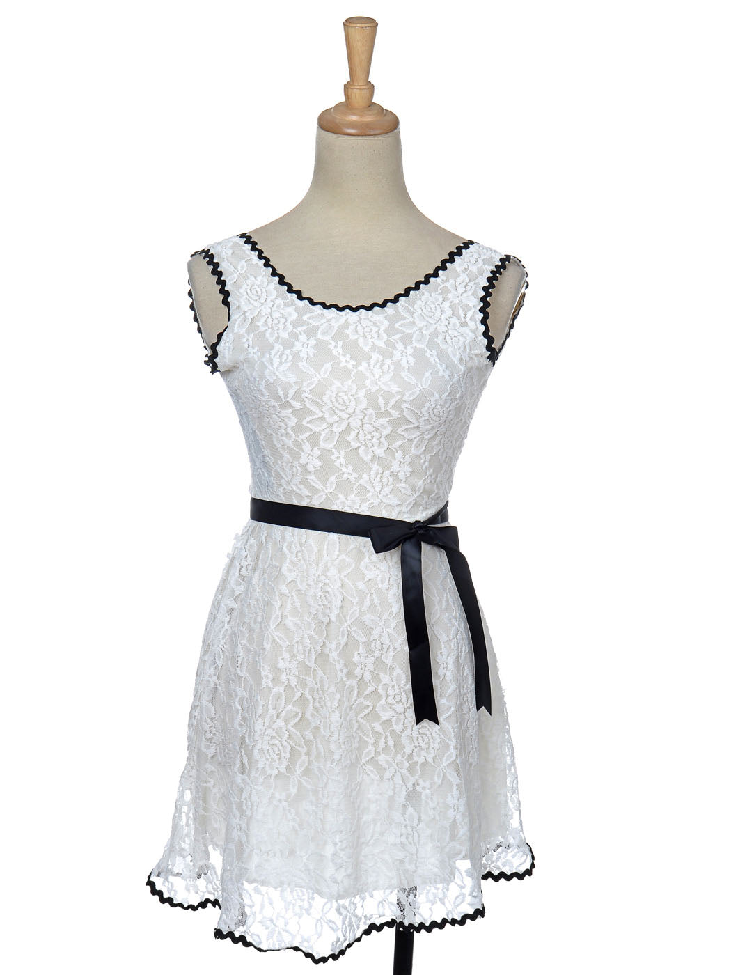 Pure White Floral Lace Detail Girly Innocence Timeless Dress