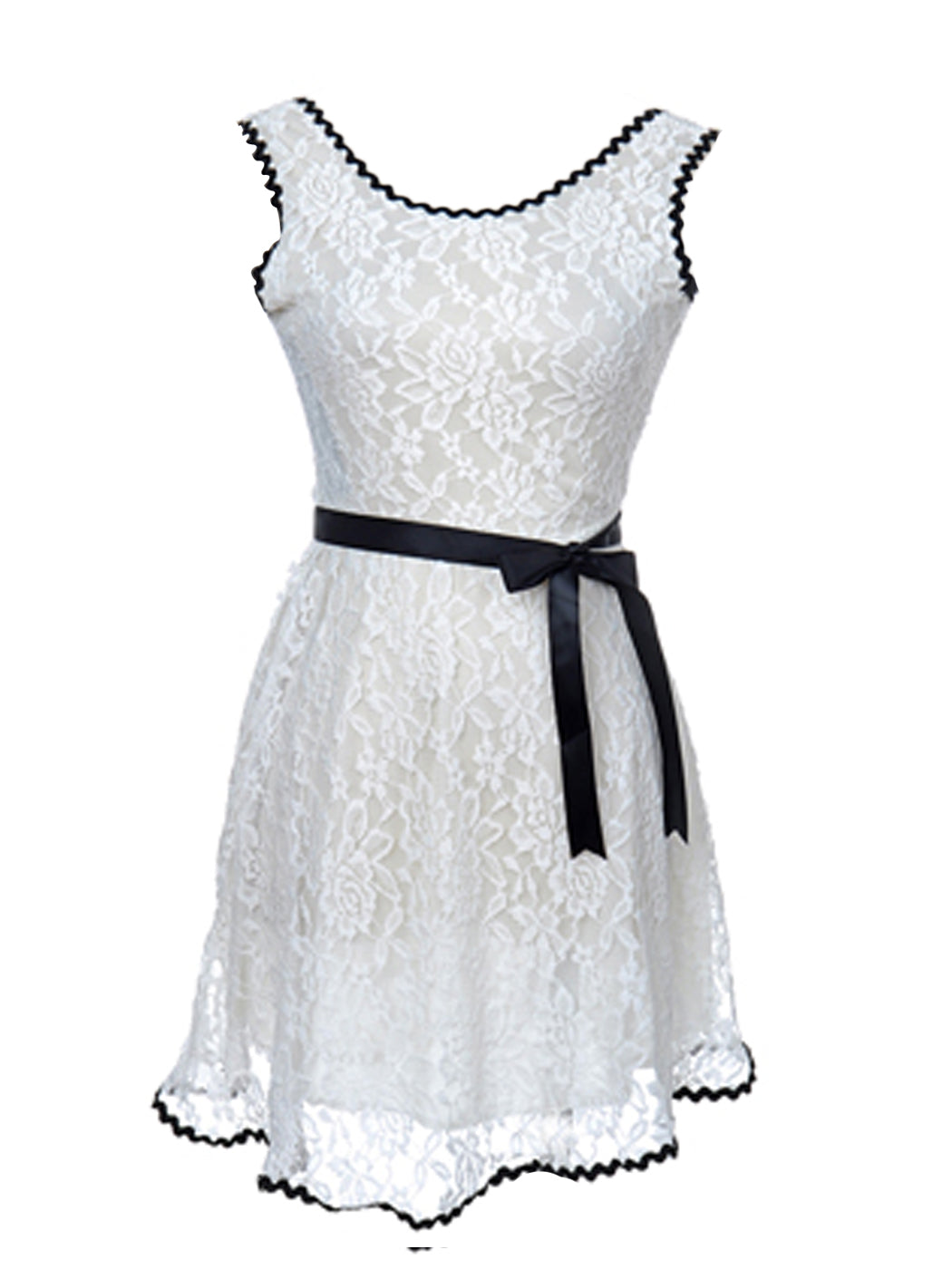 Pure White Floral Lace Detail Girly Innocence Timeless Dress