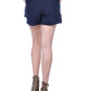 Dark Blue Polyester Slim Short Shorts with Side Pocket Details