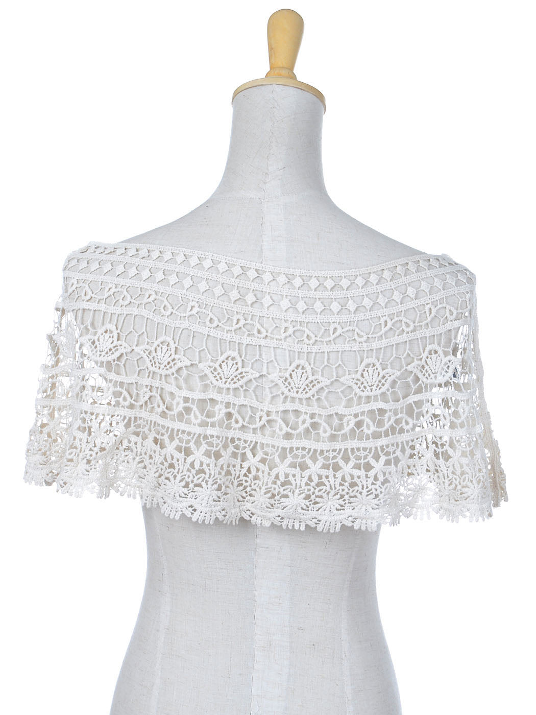 Anna-Kaci Womens Ivory White Crochet Floral Flower Crop Cover Up Shawl