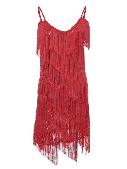 Sequin Fringe Flapper Midi Dress