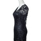Black Floral Lacing Detail V Neck Dress