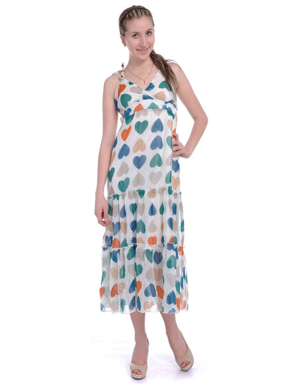 All Over Rows of Vertical Hearts Print Dress