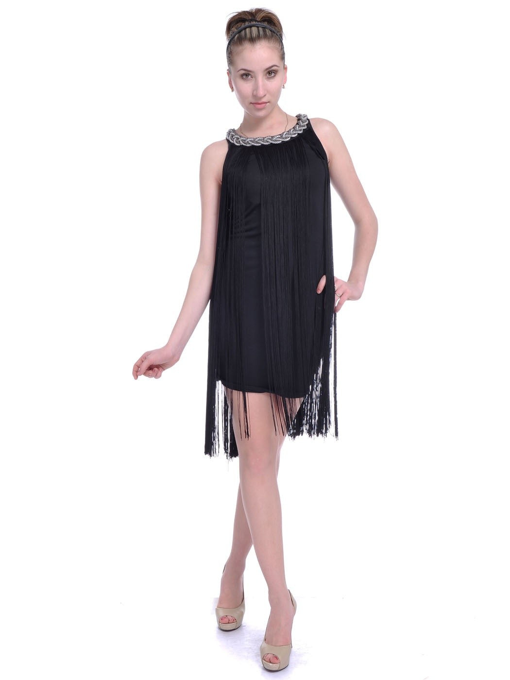 chain fringe mini dress FIADH CRYSTAL CHAIN FRINGE MESH MINI DRESS IN GOLD