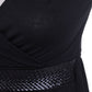 Black Drape Wrap Front Bodice Faux Snake Skin Belted Dress